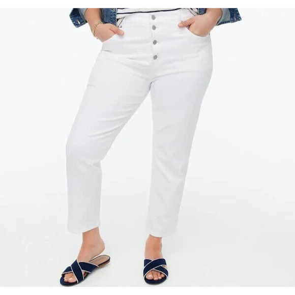 J Crew Jeans Essential Sraight WHITE jean in all-day stretch Size 32 Petite - Picture 1 of 6